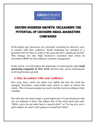 Driving Business Growth Unleashing the Potential of Choosing Email Marketing Companies