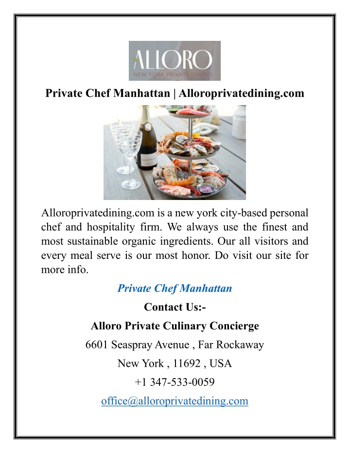 private chef manhattan alloroprivatedining com