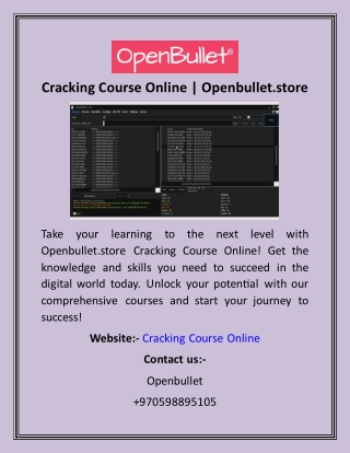 Cracking Course Online  Openbullet.store