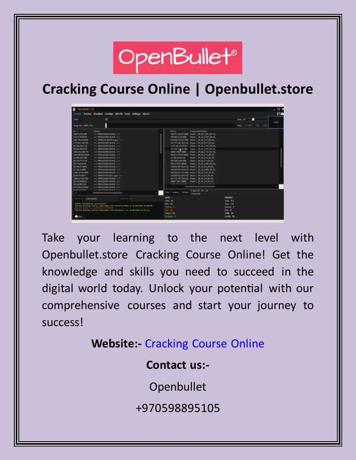 cracking course online openbullet store