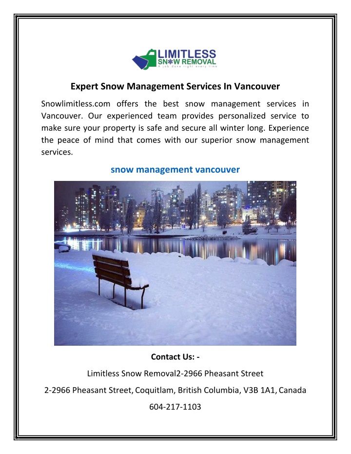 expert snow management services in vancouver