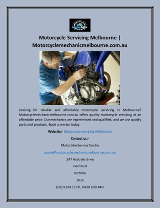 Motorcycle Servicing Melbourne  Motorcyclemechanicmelbourne.com