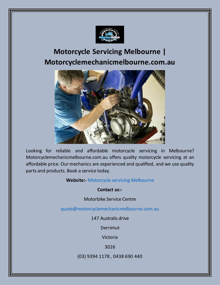 motorcycle servicing melbourne