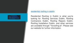 Residential Roofing in Dublin  Vsroofing.ie