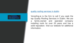 Quality Roofing Services in Dublin  Vsroofing.ie