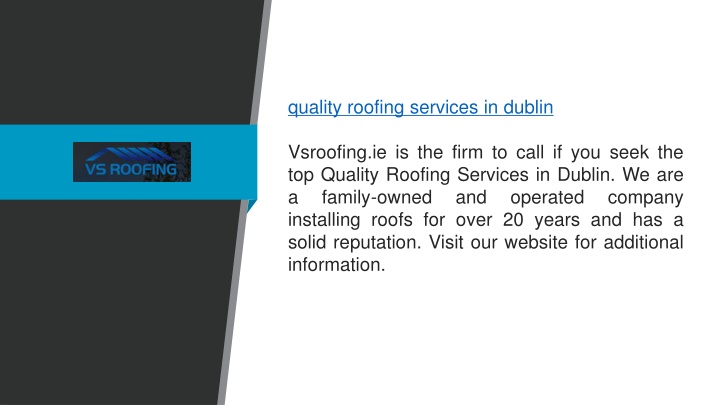 quality roofing services in dublin vsroofing