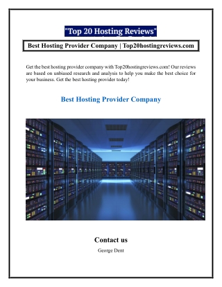 Best Hosting Provider Company  Top20hostingreviews.com