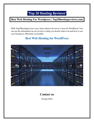 Best Web Hosting For Wordpress  Top20hostingreviews.com