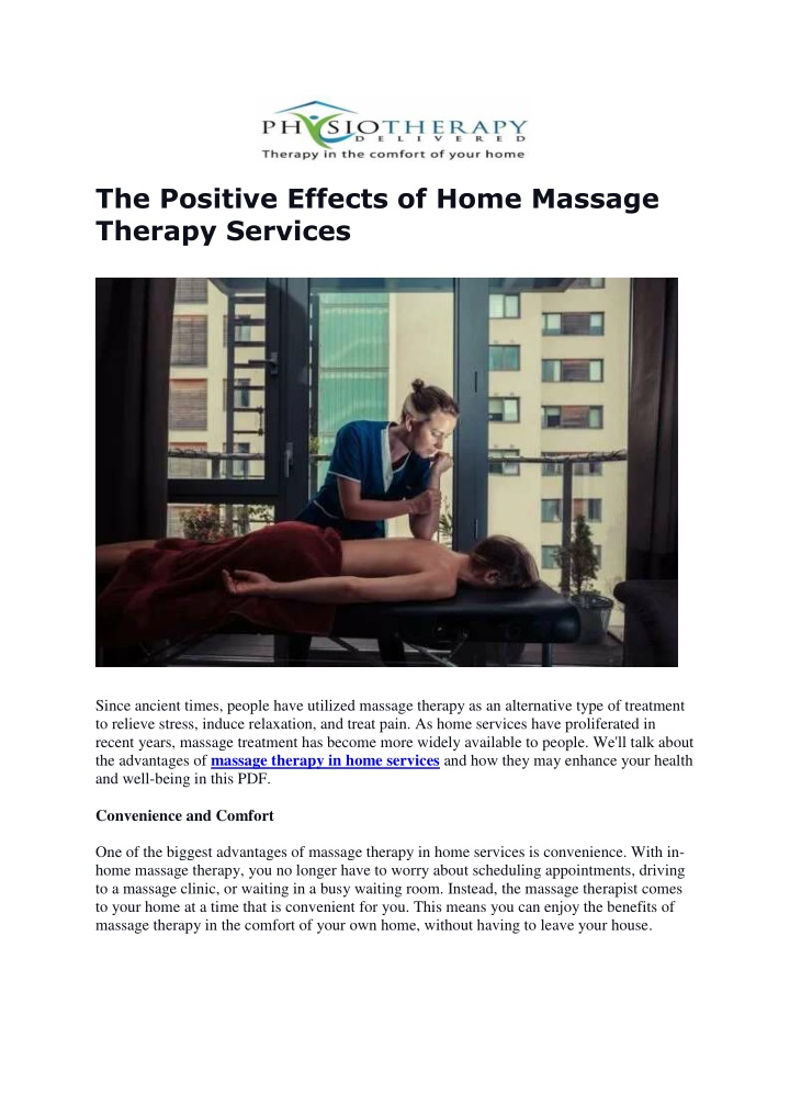 the positive effects of home massage therapy