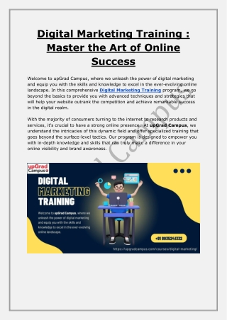 Digital Marketing Training - Master the Art of Online Success