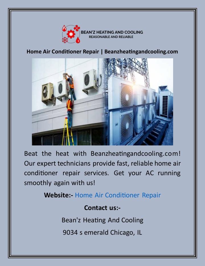 Ppt Home Air Conditioner Repair Beanzheatingandcooling Powerpoint Presentation Id12254919 5943