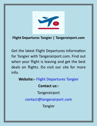 Flight Departures Tangier  Tangerairport