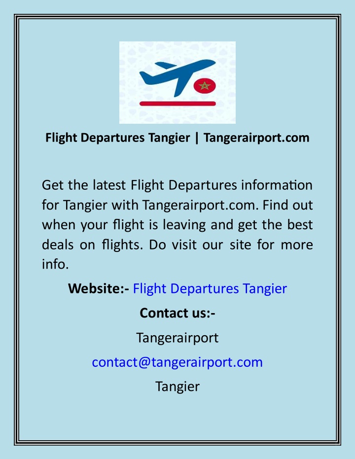 flight departures tangier tangerairport com