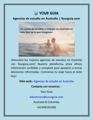 Agencias de estudio en Australia  Yourguia