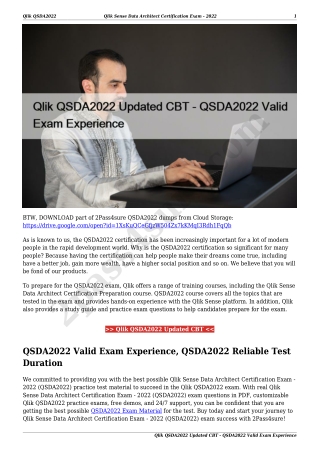 Qlik QSDA2022 Updated CBT - QSDA2022 Valid Exam Experience
