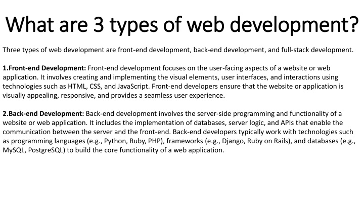 what are 3 types of web development