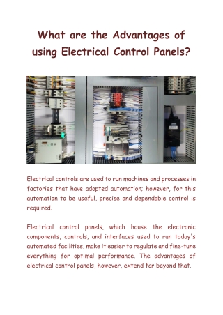 What are the advantages of using electrical control panels