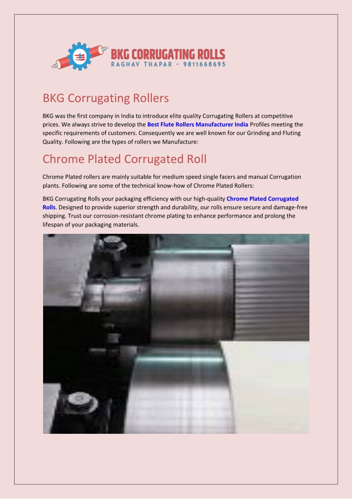 bkg corrugating rollers