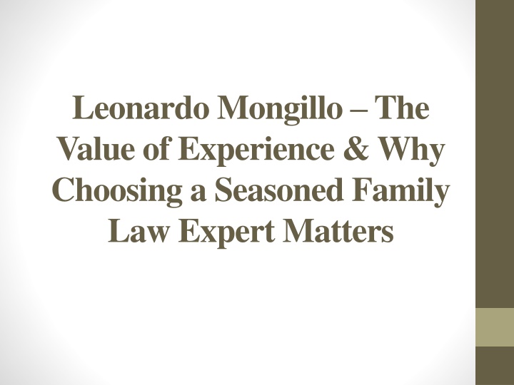 leonardo mongillo the value of experience why choosing a seasoned family law expert matters