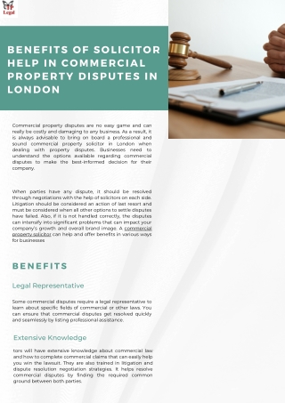 Benefits of Solicitor Help in Commercial Property Disputes in London