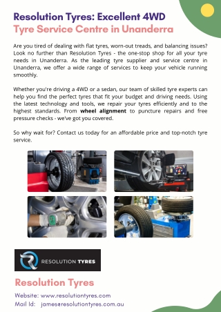 Resolution Tyres Excellent 4WD Tyre Service Centre in Unanderra