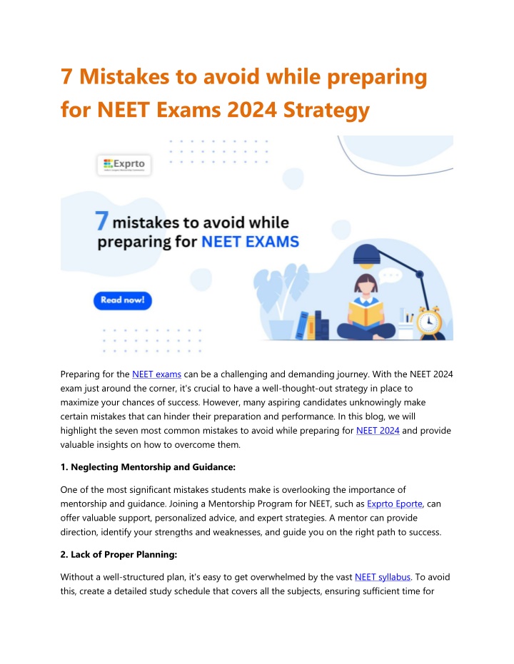 7 mistakes to avoid while preparing for neet