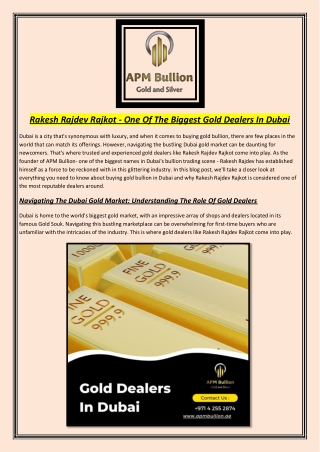 Rakesh Rajdev Rajkot One Of The Biggest Gold Dealers In Dubai