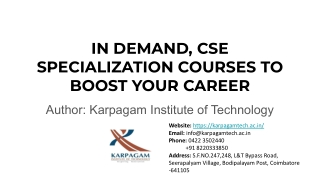 In Demand CSE Specialization Courses To Boost Your Career