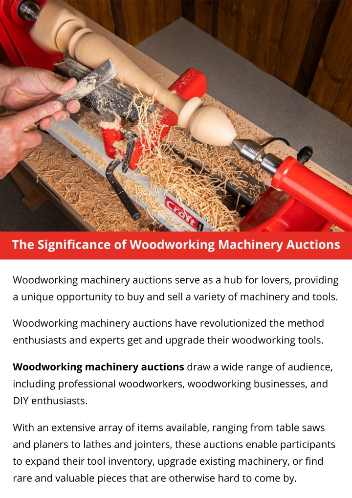 the significance of woodworking machinery auctions