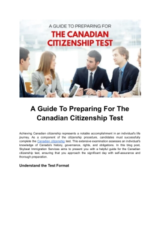 "Navigating the Canadian Citizenship Test: A Helpful Preparation Guide"