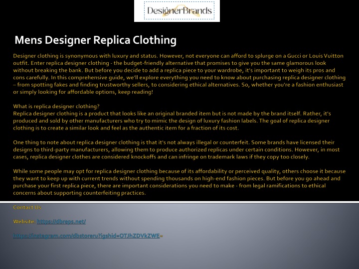 mens designer replica clothing