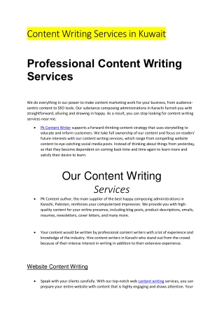 Content Writing Services in Kuwait