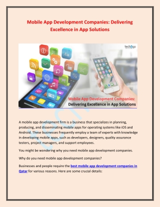 mobile app development companies delivering