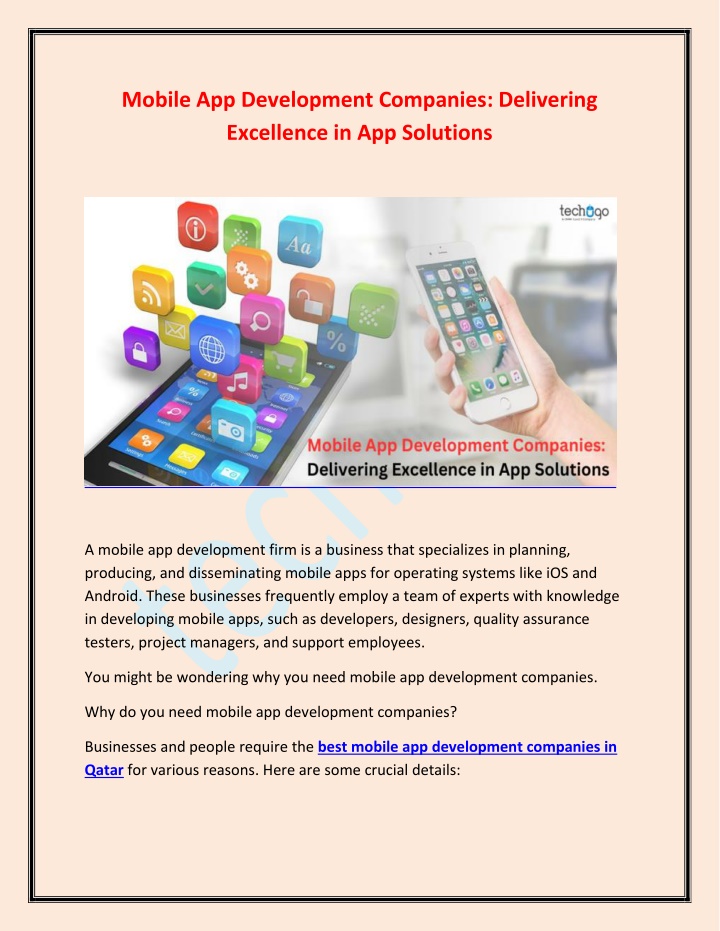 mobile app development companies delivering