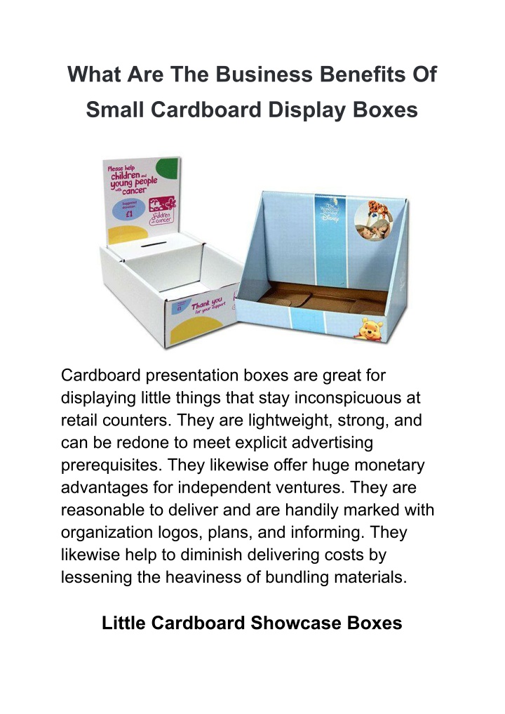 what are the business benefits of small cardboard