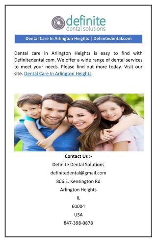 Dental Care In Arlington Heights