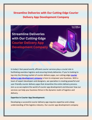 streamline deliveries with our cutting edge