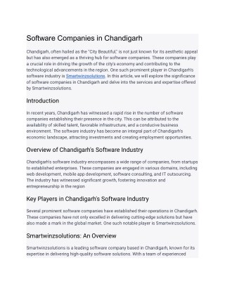 Software Companies in Chandigarh