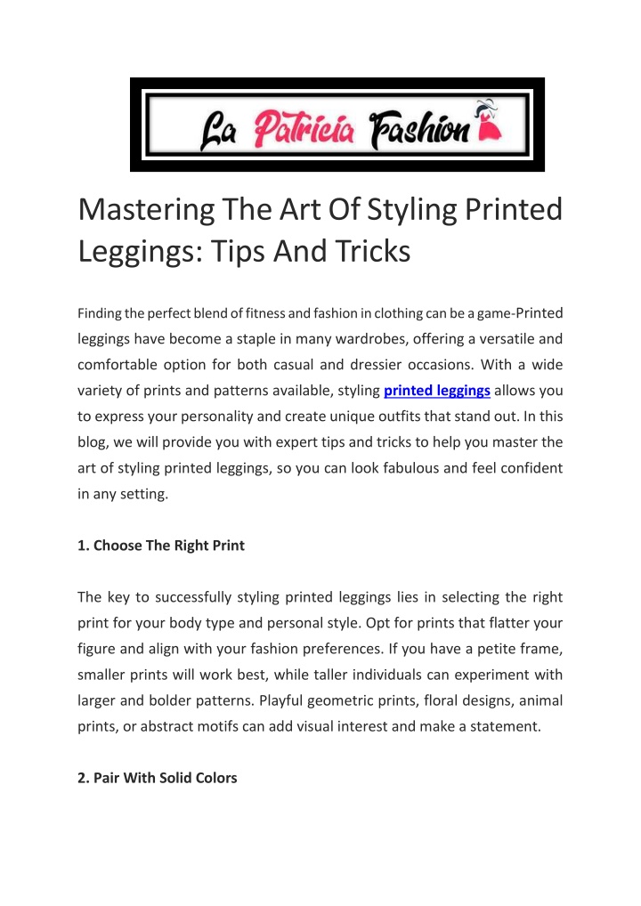 mastering the art of styling printed leggings