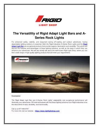 The Versatility of Rigid Adapt Light Bars and A-Series Rock Lights