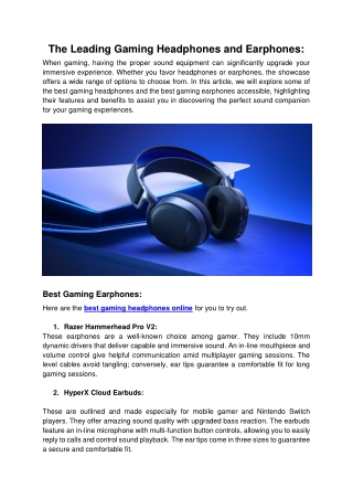 The Leading Gaming Headphones and Earphones
