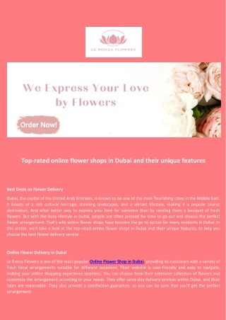 Online Flower Delivery in Dubai - Le Ronza Flowers
