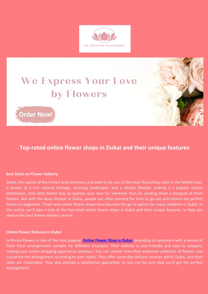 top rated online flower shops in dubai and their