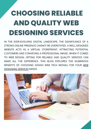 Choosing Reliable and Quality Web Designing Services At Shivah Web Tech
