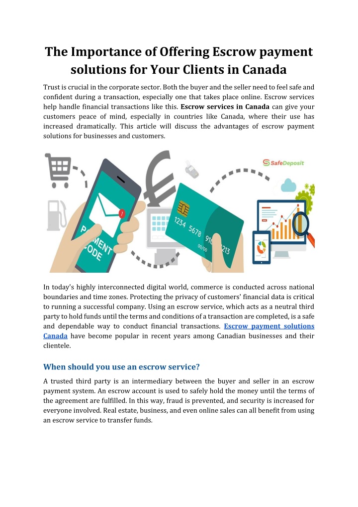 the importance of offering escrow payment