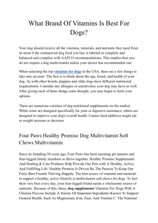 what brand of vitamins is best for dogs