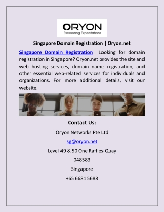 Singapore Domain Registration | Oryon.net