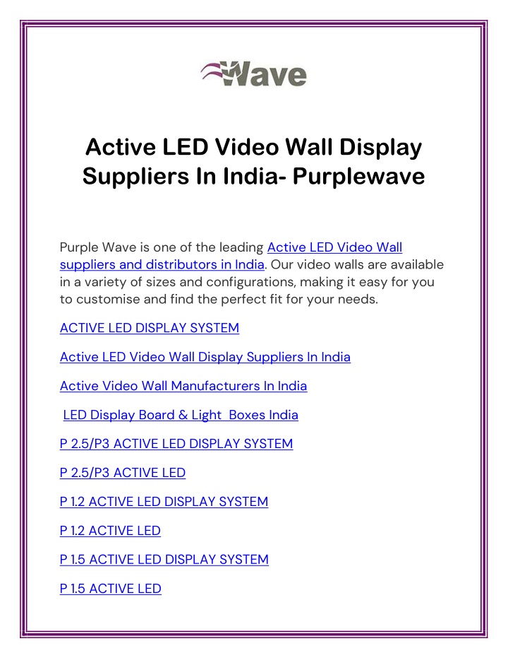 active led video wall display suppliers in india