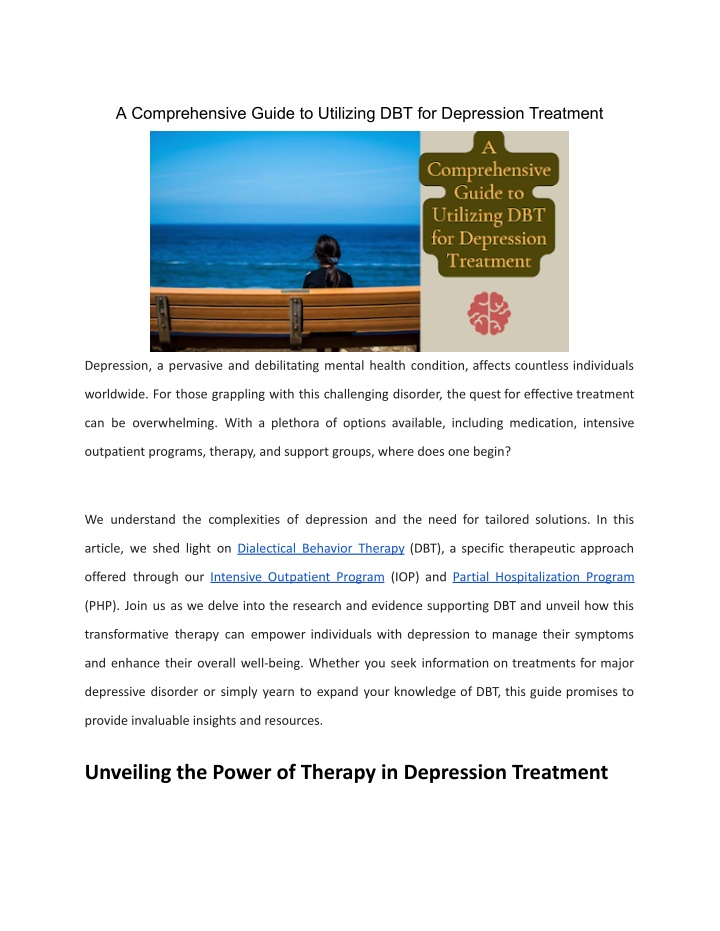 PPT - A Comprehensive Guide to Utilizing DBT for Depression Treatment PowerPoint Presentation 