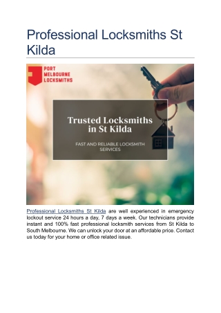 Professional Locksmiths St Kilda